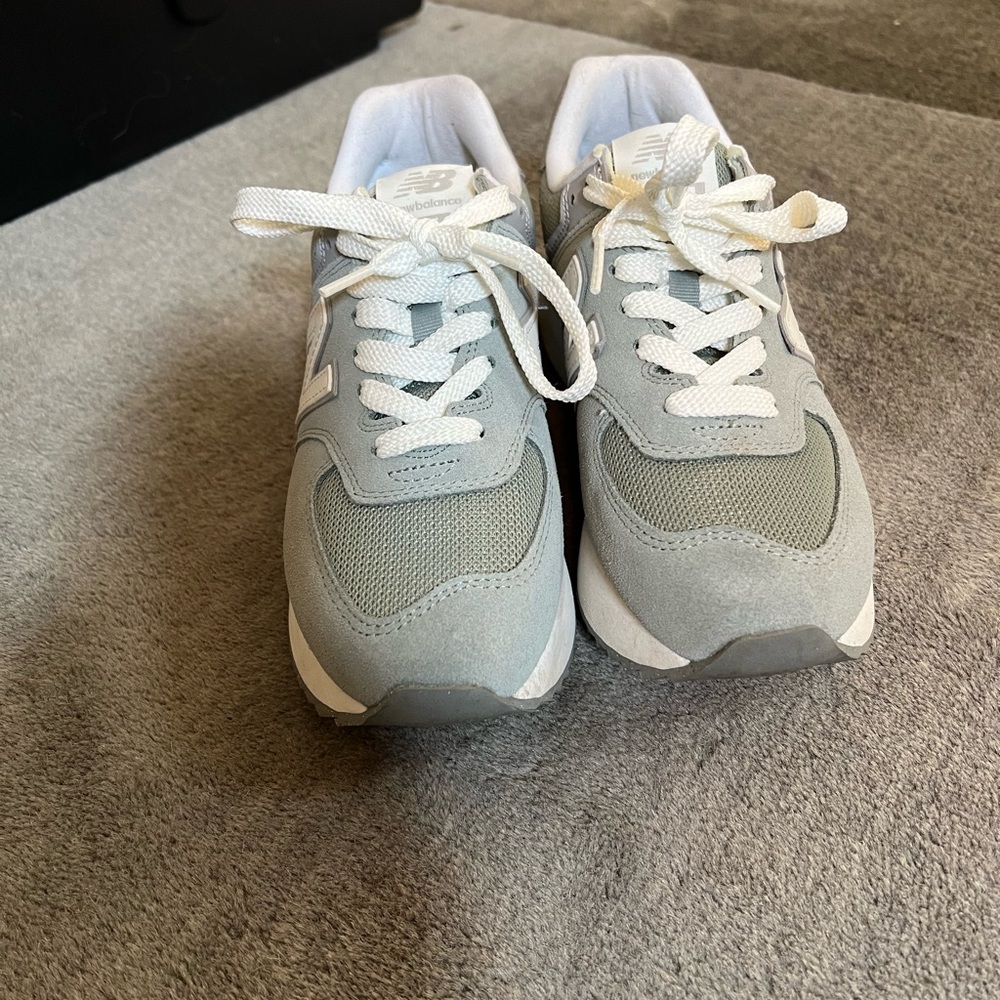 New Balance 574 Sage Green and White Sneakers